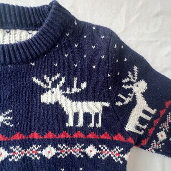 VTG Reindeer Fair-isle Holiday Navy Toddler 3T  Sweater Redodeco 100%Cotton - Picture 9 of 16